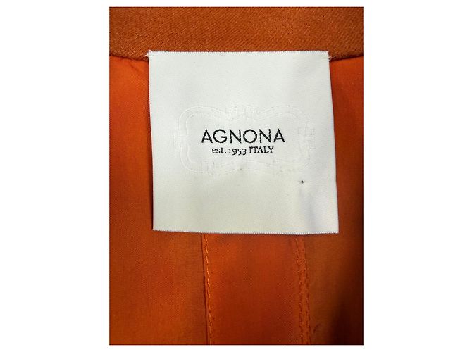 Agnona orange Kleid mit braunem Jacket - Ansicht 2