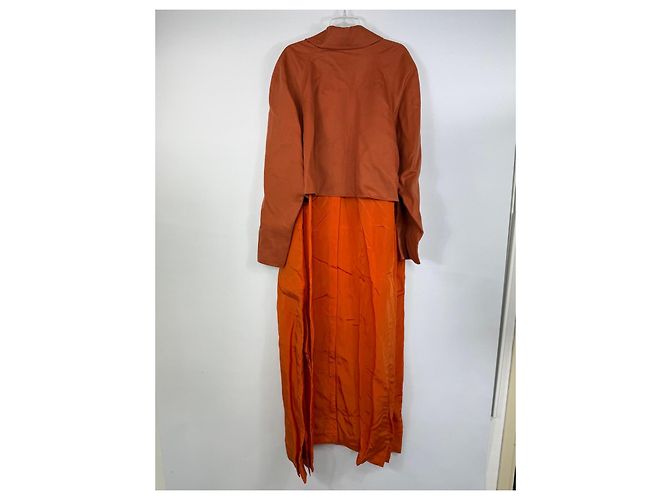 Agnona orange Kleid mit braunem Jacket - Ansicht 6