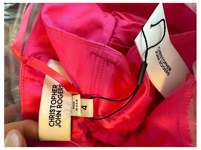 Autre Marque Falda drapeada de seda rosa Christopher John Rogers - vista 4