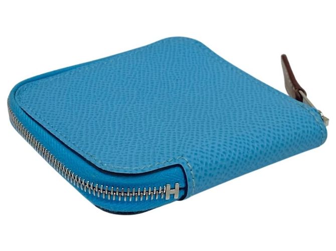 Hermès Monedero HERMES Azap Mini de seda en piel Epsom Azul - vista 2