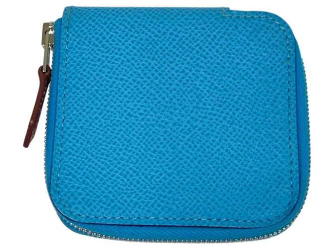 Hermès Monedero HERMES Azap Mini de seda en piel Epsom Azul - vista 3