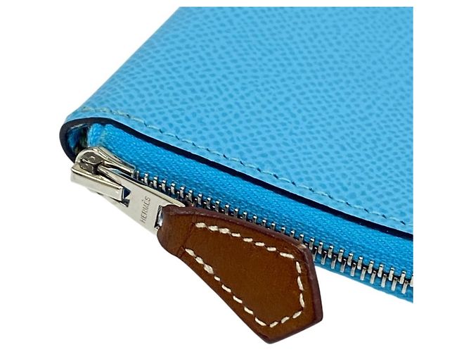 Hermès Monedero HERMES Azap Mini de seda en piel Epsom Azul - vista 4