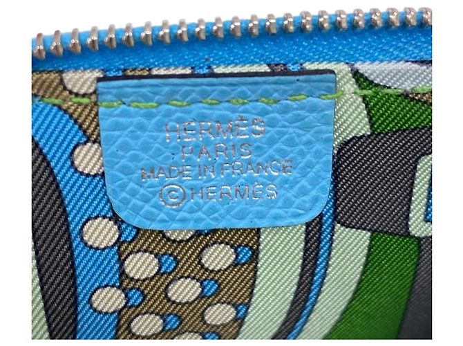 Hermès Monedero HERMES Azap Mini de seda en piel Epsom Azul - vista 7