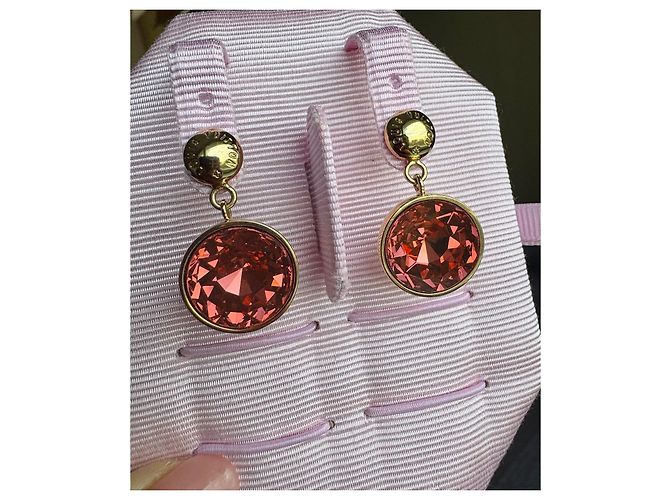 Orecchini vintage Louis Vuitton con cristalli Swarovski Rosso D'oro Corallo Gold hardware - vista 2