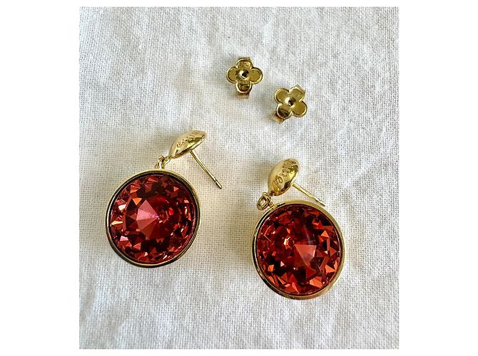 Orecchini vintage Louis Vuitton con cristalli Swarovski Rosso D'oro Corallo Gold hardware - vista 5