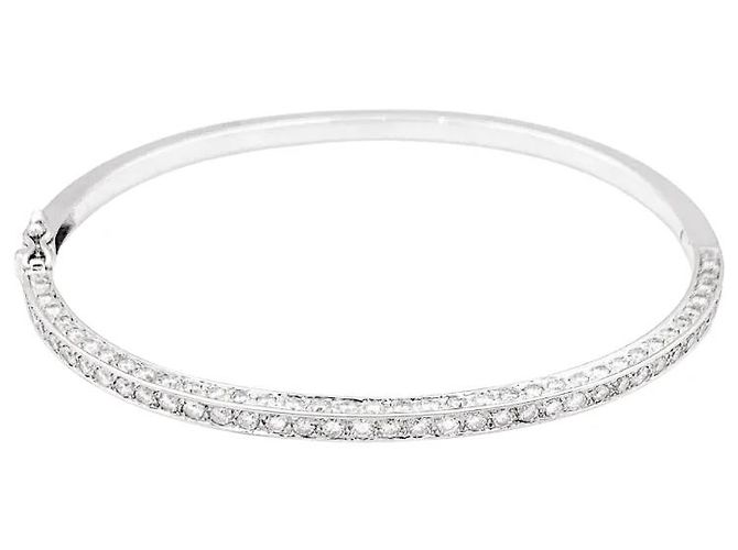Autre Marque Bracciale rigido, oro bianco e diamanti. - vista 2