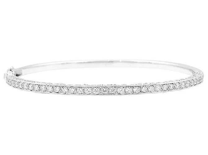 Autre Marque Bracciale rigido, oro bianco e diamanti. - vista 4