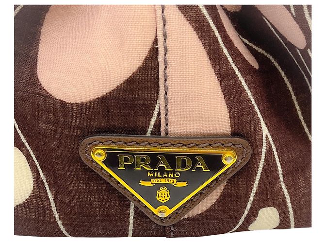 Prada Brown / Pink Canvas Tessuto Stampata Tote Bag - view 10