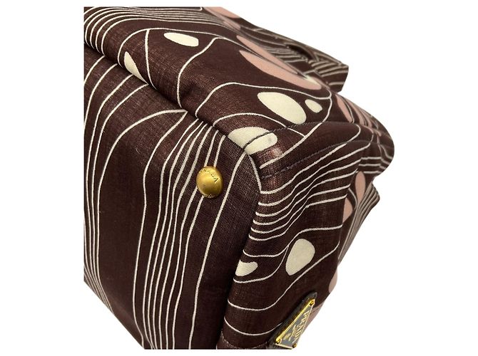 Prada Brown / Pink Canvas Tessuto Stampata Tote Bag - view 4