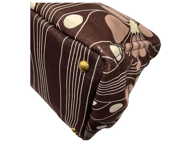 Prada Brown / Pink Canvas Tessuto Stampata Tote Bag - view 6