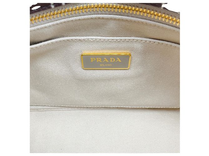 Prada Brown / Pink Canvas Tessuto Stampata Tote Bag - view 8