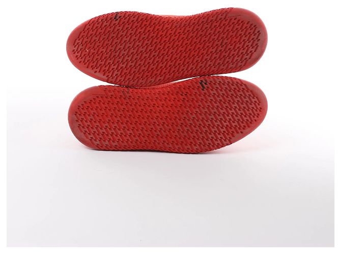 Hermès Leder x Mesh-Stoff Sneaker in Rot, Größe 42 EU Braun - Ansicht 12