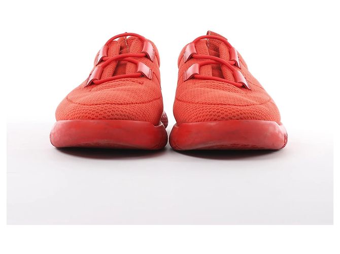 Hermès Leder x Mesh-Stoff Sneaker in Rot, Größe 42 EU Braun - Ansicht 4