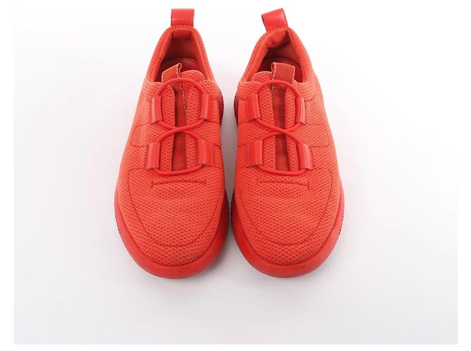 Hermès Leder x Mesh-Stoff Sneaker in Rot, Größe 42 EU Braun - Ansicht 5