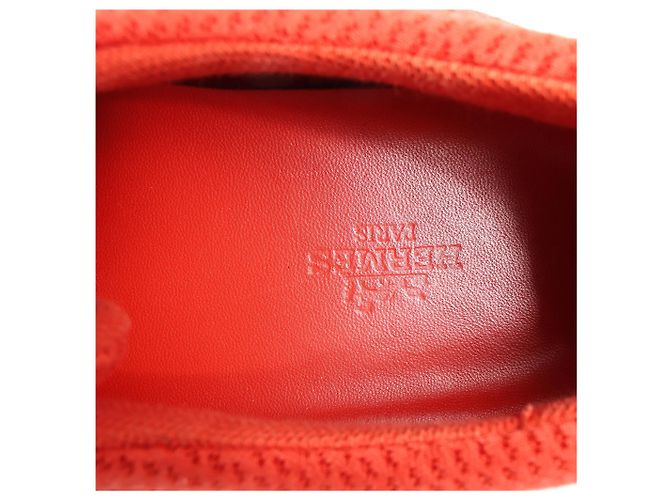 Hermès Leder x Mesh-Stoff Sneaker in Rot, Größe 42 EU Braun - Ansicht 7