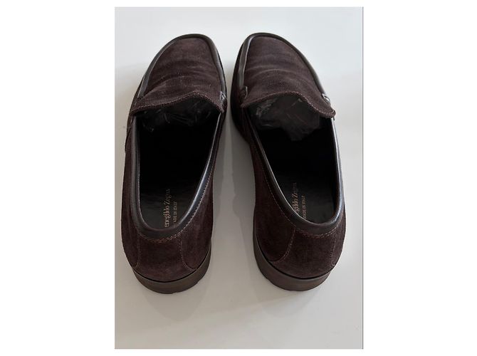 Mocassini in suede marrone Ermenegildo Zegna - vista 2