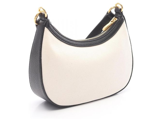 Borsa a Spalla in Tela e Pelle Bally Nero Bianco Crudo - vista 2