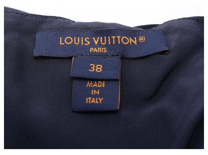 Vestido de seda y cuero Louis Vuitton Azul Azul marino - vista 3