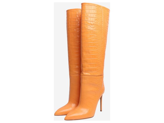 Paris Texas Orange reptile effect knee high leather boots - size EU 40 - view 2