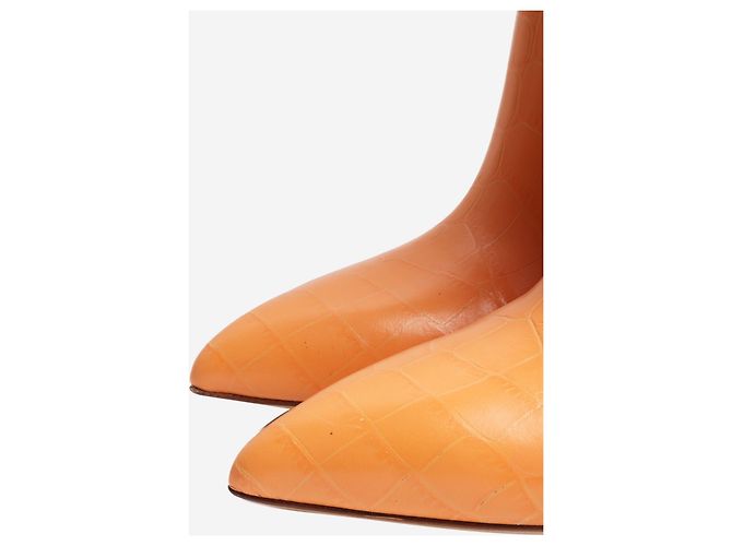 Paris Texas Orange reptile effect knee high leather boots - size EU 40 - view 4