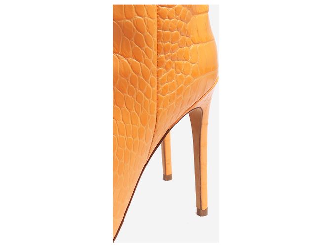 Paris Texas Orange reptile effect knee high leather boots - size EU 40 - view 5
