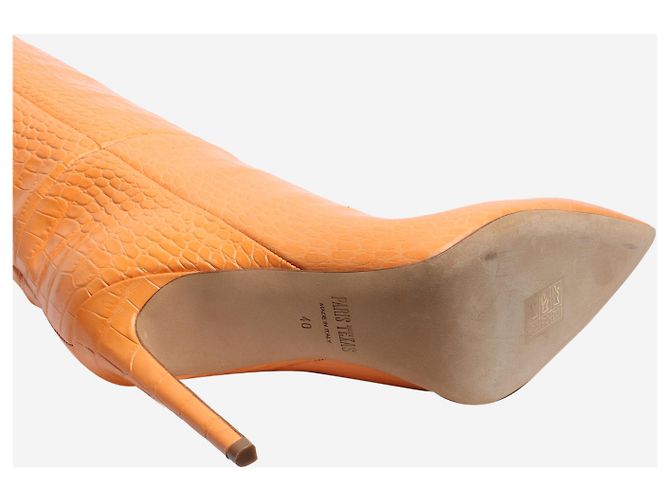 Paris Texas Orange reptile effect knee high leather boots - size EU 40 - view 6