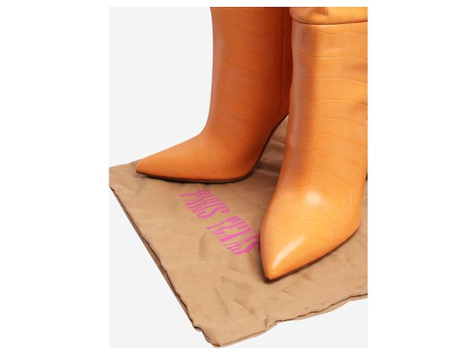 Paris Texas Orange reptile effect knee high leather boots - size EU 40 - view 7