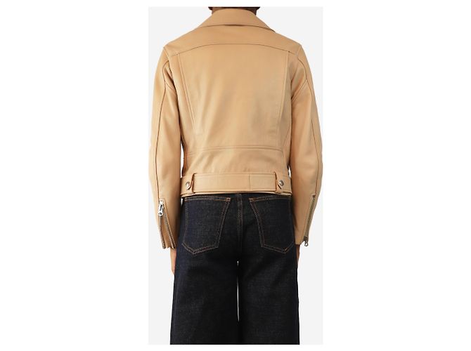 Acne Neutrale Lederbikerjacke - Größe UK 8 - Ansicht 2