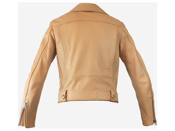 Acne Neutrale Lederbikerjacke - Größe UK 8 - Ansicht 6