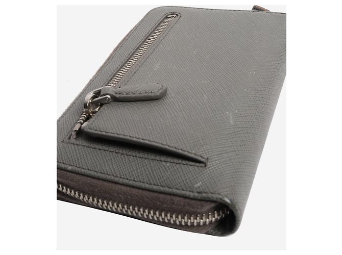 Prada Grey Saffiano zip wallet - view 5