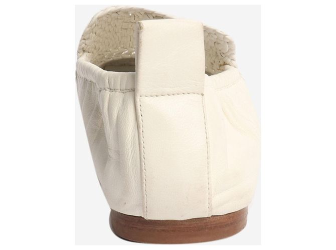 Céline Scarpe flat in pelle intrecciata bianca - taglia EU 37,5 Bianco - vista 3
