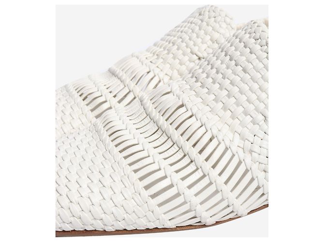 Céline Scarpe flat in pelle intrecciata bianca - taglia EU 37,5 Bianco - vista 4