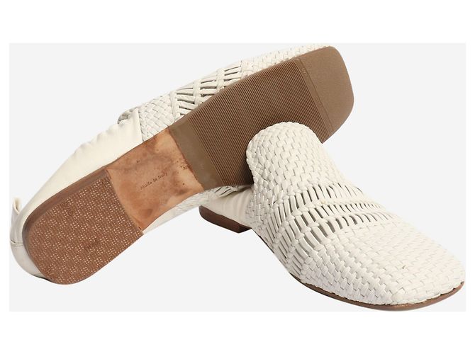 Céline Scarpe flat in pelle intrecciata bianca - taglia EU 37,5 Bianco - vista 6