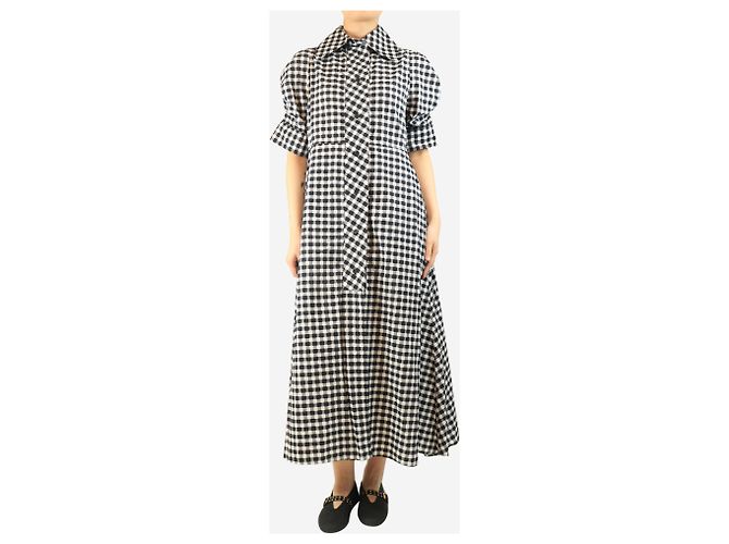 Autre Marque Schwarzes Gingham-Midikleid - Größe M - Ansicht 3