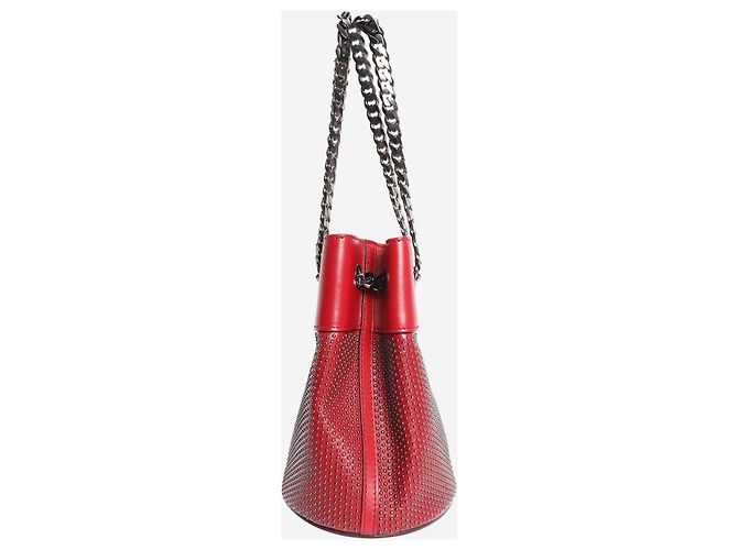 Elie Saab Mini bolso de cubo de cuero rojo con tachuelas - vista 2