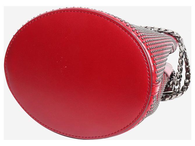 Elie Saab Mini bolso de cubo de cuero rojo con tachuelas - vista 5
