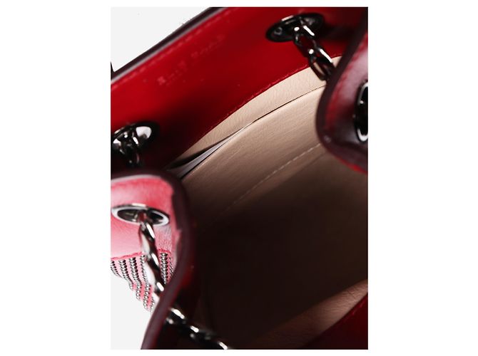 Elie Saab Mini bolso de cubo de cuero rojo con tachuelas - vista 6
