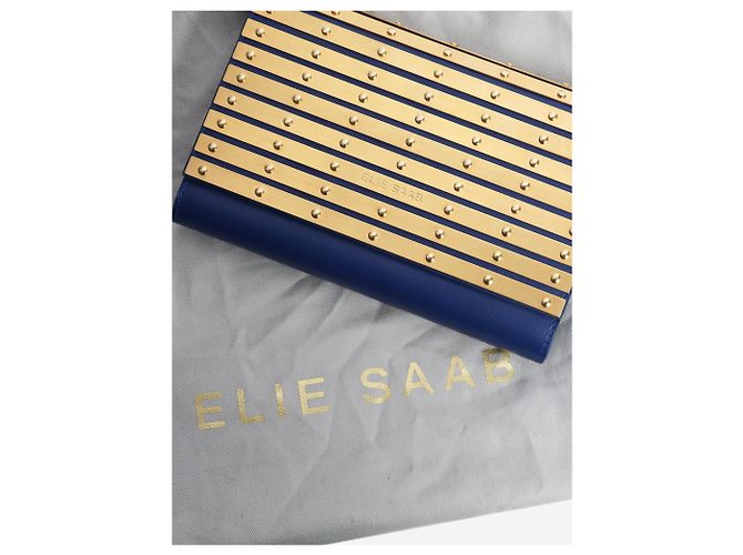 Elie Saab Portafoglio in pelle blu con catena - vista 12