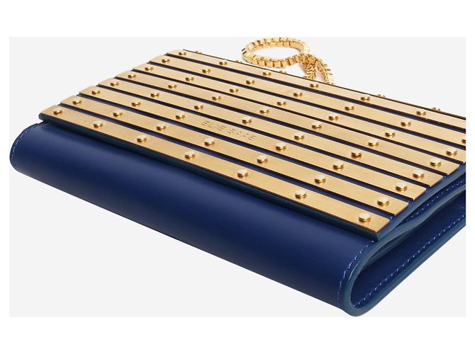 Elie Saab Portafoglio in pelle blu con catena - vista 3