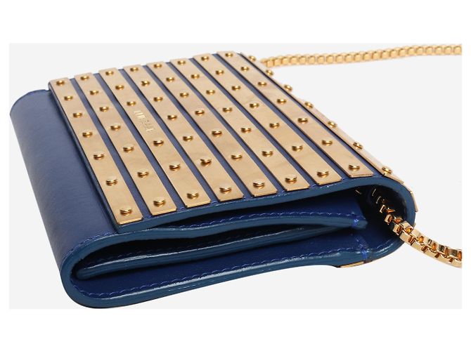 Elie Saab Portafoglio in pelle blu con catena - vista 4
