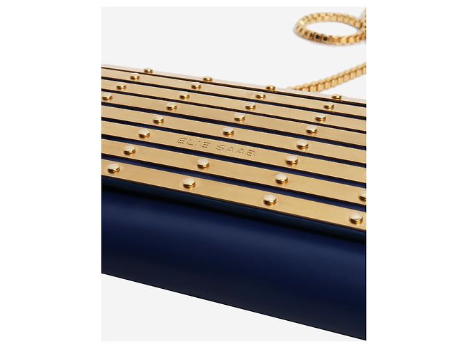 Elie Saab Portafoglio in pelle blu con catena - vista 5