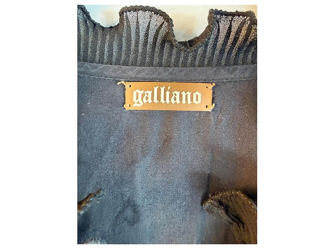 Vestido de algodón negro Galliano con volantes - vista 2