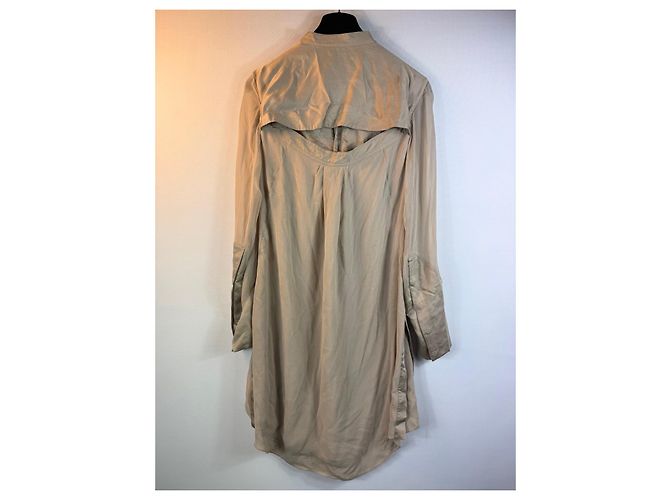Camicia abito in seta beige Donna Karan - vista 5