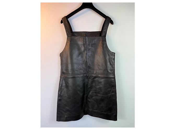 Schwarzes Leder-Pinafore-Kleid Maje - Ansicht 4