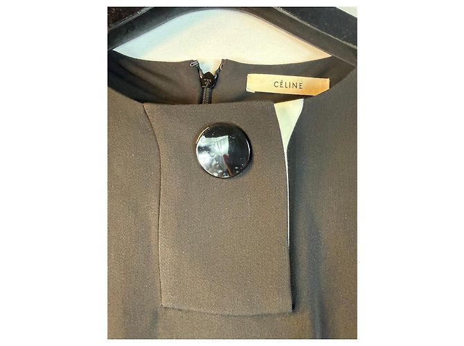 Céline Schwarzes Viskosemischkleid von Celine mit Knopfdetail - Ansicht 2