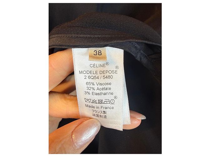 Céline Schwarzes Viskosemischkleid von Celine mit Knopfdetail - Ansicht 3