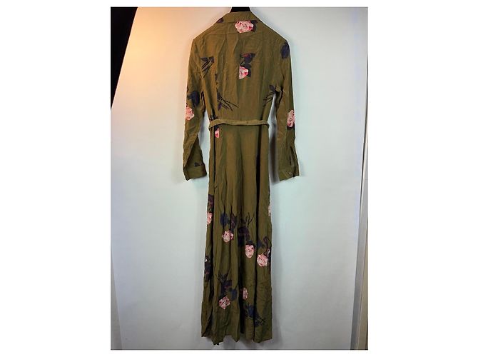 Ganni Maxikleid aus Seide mit Blumenmuster Pink Grün Dunkelblau - Ansicht 4