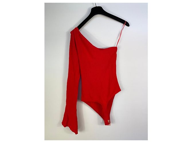 Autre Marque Rotes Ein-Schulter-Bodysuit - Ansicht 4
