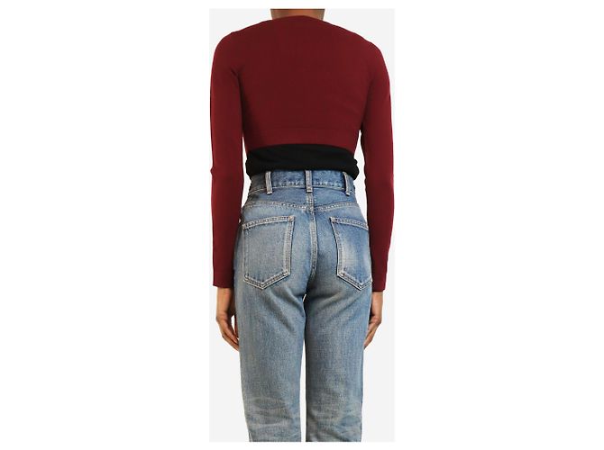 Alaïa Rote Johannisbeer cropped Wollcardigan - Größe UK 8 - Ansicht 2