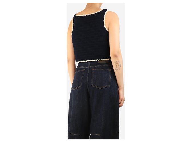 Céline Top de crochet azul marino - talla L - vista 2